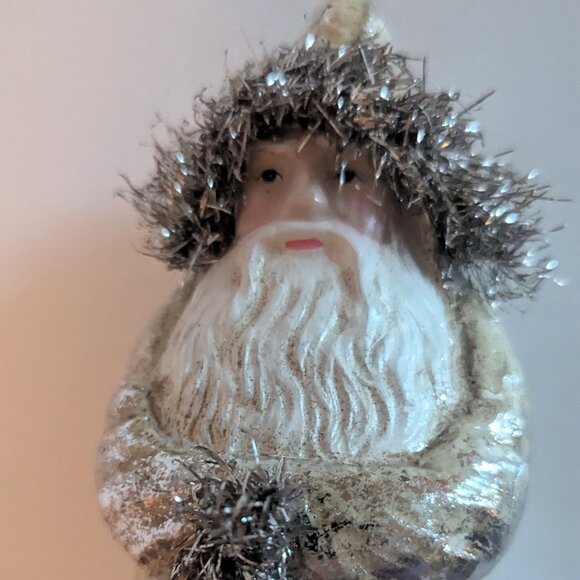 NWT Charming Silver Santa Claus Christmas Belsnickel Tinsel Holiday Home Decor - Picture 13 of 15